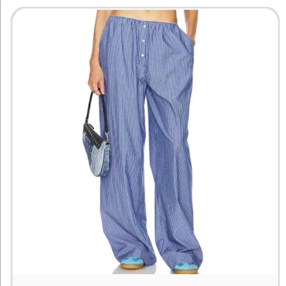NWT REVOLVE HELSA POPLIN PANTS BLUE PINSTRIPE IN SIZE MEDIUM